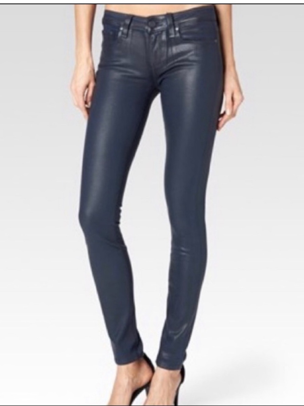 PAIGE Dark Metallic Skinny Verdugo Ankle in Sailor Blue Coated